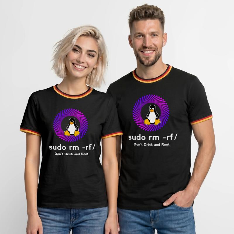 Ordinateur Sys admin Penguin Nerd pc sudo rm -rf cod T-shirt contrasté Homme