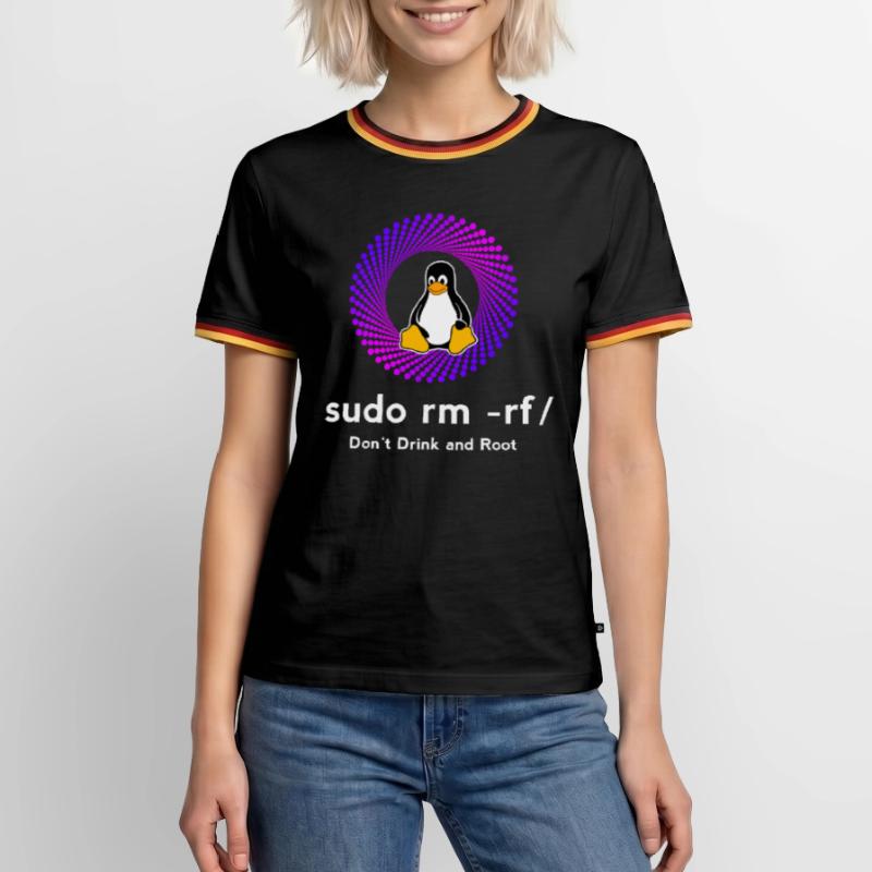 Ordinateur Sys admin Penguin Nerd pc sudo rm -rf cod T-shirt contrasté Homme