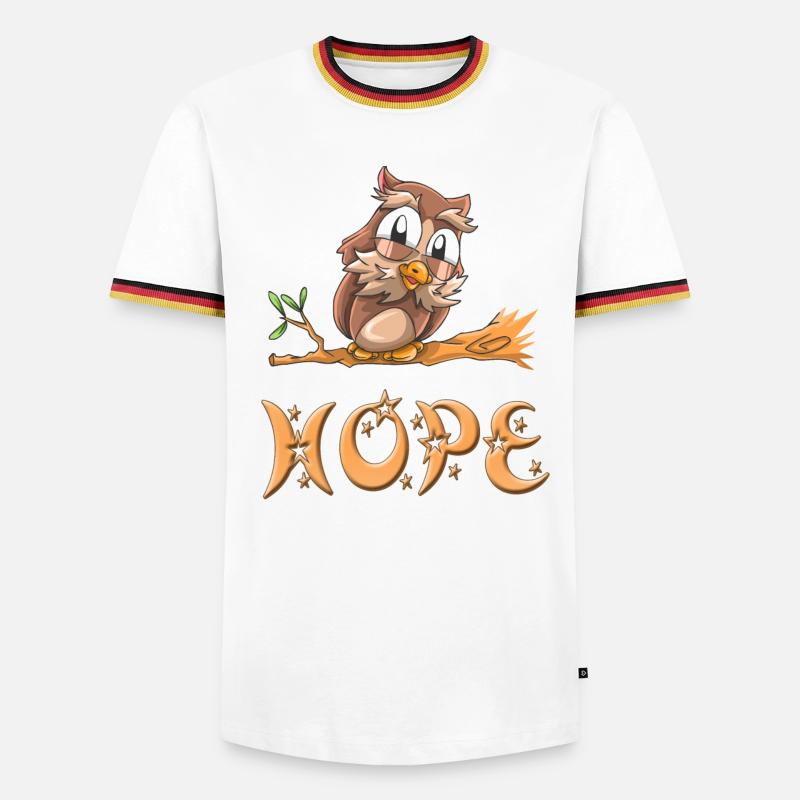 Eule Hope - Männer Kontrast-T-Shirt - Weiß/Dreifarbig