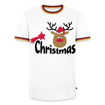 Weihnachten - Männer Kontrast-T-Shirt - Weiß/Dreifarbig - Vorne - AI Model Female 172 light (172cm) & AI Model Male 185 light (185cm)