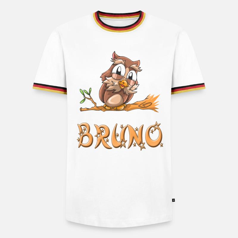 Eule Bruno - Männer Kontrast-T-Shirt - Weiß/Dreifarbig