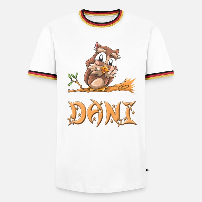 Eule Dani - Männer Kontrast-T-Shirt - Weiß/Dreifarbig