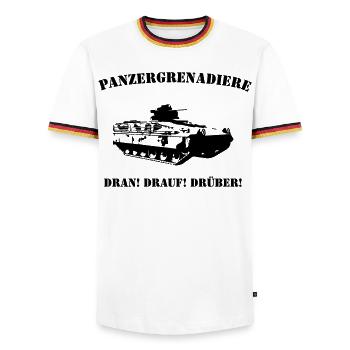 Panzergrenadiere Logo - Männer Kontrast-T-Shirt - Weiß/Dreifarbig - Vorne - AI Model Female 172 light (172cm) & AI Model Male 185 light (185cm)