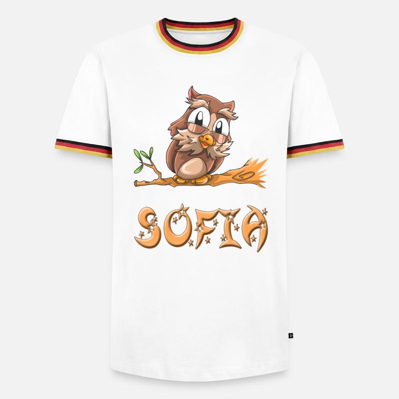 Eule Sofia - Männer Kontrast-T-Shirt - Weiß/Dreifarbig