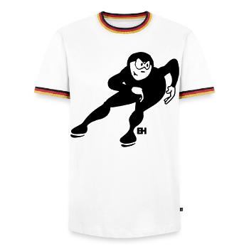 Speed Skater - One Color Design - Men's Ringer Shirt - white/tricolour - Front - AI Model Female 172 light (172cm) & AI Model Male 185 light (185cm)