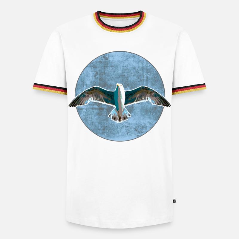 Möwe - Männer Kontrast-T-Shirt - Weiß/Dreifarbig