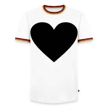 Cœur noir Awesomeelement - T-shirt contrasté Homme - blanc/tricolore - Devant - AI Model Female 172 light (172cm) & AI Model Male 185 light (185cm)