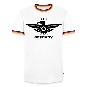 Adler Deutschland Germany schwarz black - Männer Kontrast-T-Shirt - Weiß/Dreifarbig - Vorne - AI Model Female 172 light (172cm) & AI Model Male 185 light (185cm)