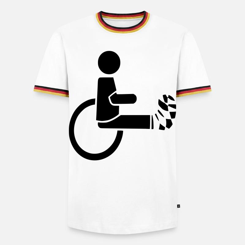 Rollstuhlfahrer mit Bein in Gips # - Männer Kontrast-T-Shirt - Weiß/Dreifarbig