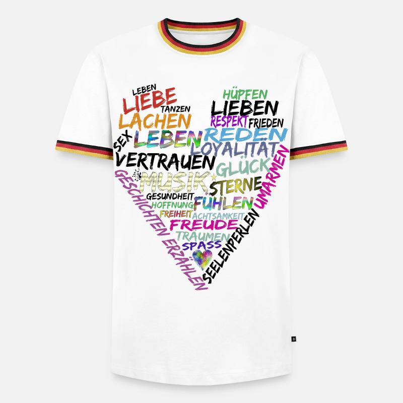 Herz Text - Männer Kontrast-T-Shirt - Weiß/Dreifarbig