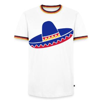Sombrero Azul de Fiesta - Men's Ringer Shirt - white/tricolour - Front - AI Model Female 172 light (172cm) & AI Model Male 185 light (185cm)