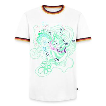 Coral Map / Floral Pattern - Men's Ringer Shirt - white/tricolour - Front - AI Model Female 172 light (172cm) & AI Model Male 185 light (185cm)
