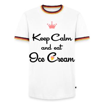 eis - Männer Kontrast-T-Shirt - Weiß/Dreifarbig - Vorne - AI Model Female 172 light (172cm) & AI Model Male 185 light (185cm)