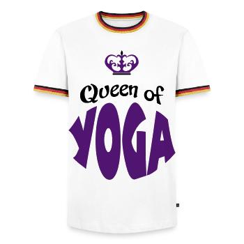 yoga - Men's Ringer Shirt - white/tricolour - Front - AI Model Female 172 light (172cm) & AI Model Male 185 light (185cm)