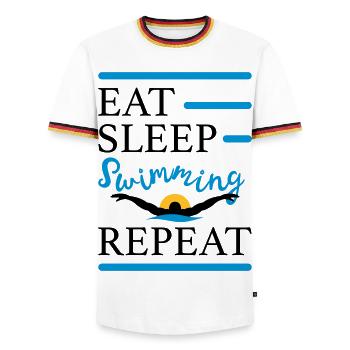 natation - T-shirt contrasté Homme - blanc/tricolore - Devant - AI Model Female 172 light (172cm) & AI Model Male 185 light (185cm)