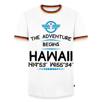 Hawaii - Men's Ringer Shirt - white/tricolour - Front - AI Model Female 172 light (172cm) & AI Model Male 185 light (185cm)