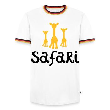 safari - Men's Ringer Shirt - white/tricolour - Front - AI Model Female 172 light (172cm) & AI Model Male 185 light (185cm)