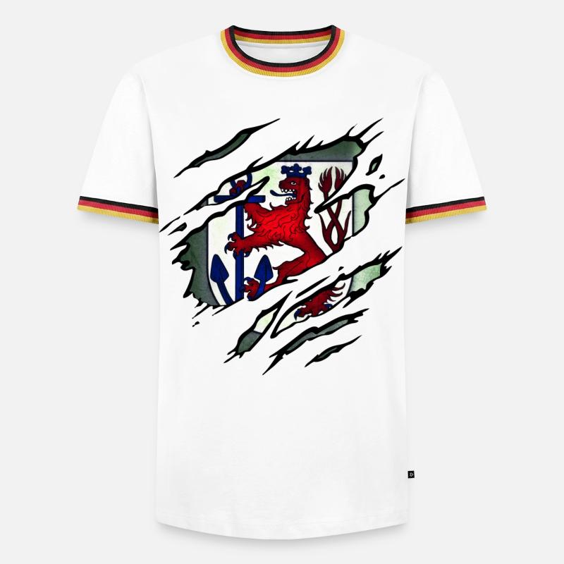 Düsseldorf - Männer Kontrast-T-Shirt - Weiß/Dreifarbig