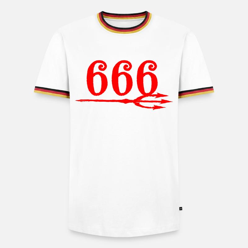 666 Devils Trident - Männer Kontrast-T-Shirt - Weiß/Dreifarbig