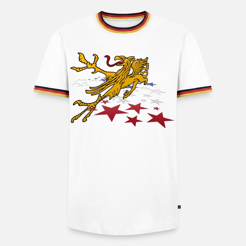Rostocker Greif 3D - Männer Kontrast-T-Shirt - Weiß/Dreifarbig