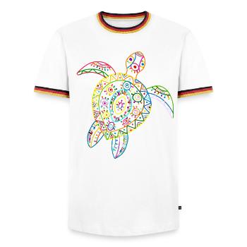 Tortue Tortue de mer Tribal Hawaii Vintage - T-shirt contrasté Homme - blanc/tricolore - Devant - AI Model Female 172 light (172cm) & AI Model Male 185 light (185cm)