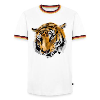 tigre - T-shirt contrasté Homme - blanc/tricolore - Devant - AI Model Female 172 light (172cm) & AI Model Male 185 light (185cm)