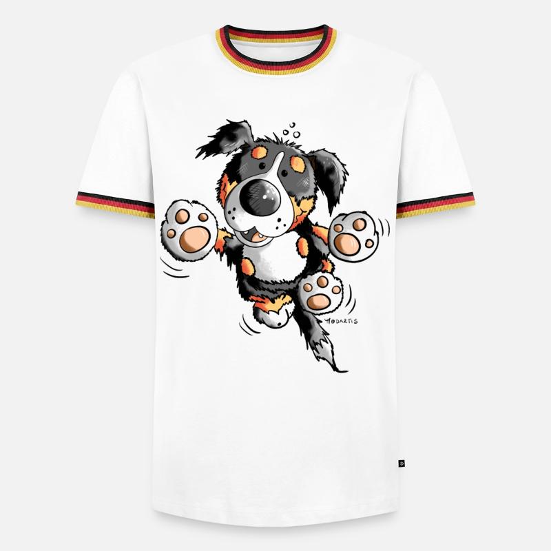 Brain der Berner Sennenhund - Männer Kontrast-T-Shirt - Weiß/Dreifarbig