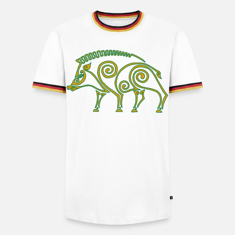Keltischer Eber - Männer Kontrast-T-Shirt - Weiß/Dreifarbig