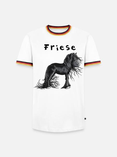 Niedliches Friesenpferd - Männer Kontrast-T-Shirt - Weiß/Dreifarbig