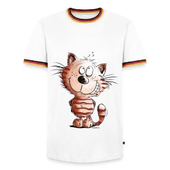 Je ne chat pas je chat motif BD cadeau - T-shirt contrasté Homme - blanc/tricolore - Devant - AI Model Female 172 light (172cm) & AI Model Male 185 light (185cm)