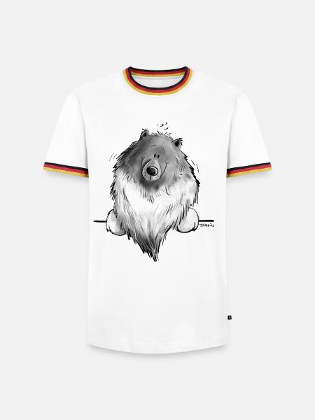 Funny Wolfsspitz I Comic Dog Gift - Men's Ringer Shirt - white/tricolour
