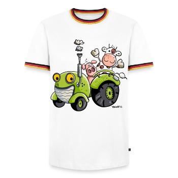 Mignon Tracteur - T-shirt contrasté Homme - blanc/tricolore - Devant - AI Model Female 172 light (172cm) & AI Model Male 185 light (185cm)