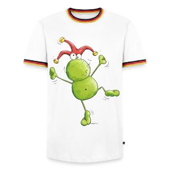 Karneval Frosch - Männer Kontrast-T-Shirt - Weiß/Dreifarbig - Vorne - AI Model Female 172 light (172cm) & AI Model Male 185 light (185cm)