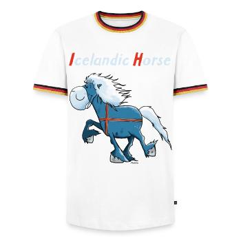 Isländer on Tour - Männer Kontrast-T-Shirt - Weiß/Dreifarbig - Vorne - AI Model Female 172 light (172cm) & AI Model Male 185 light (185cm)