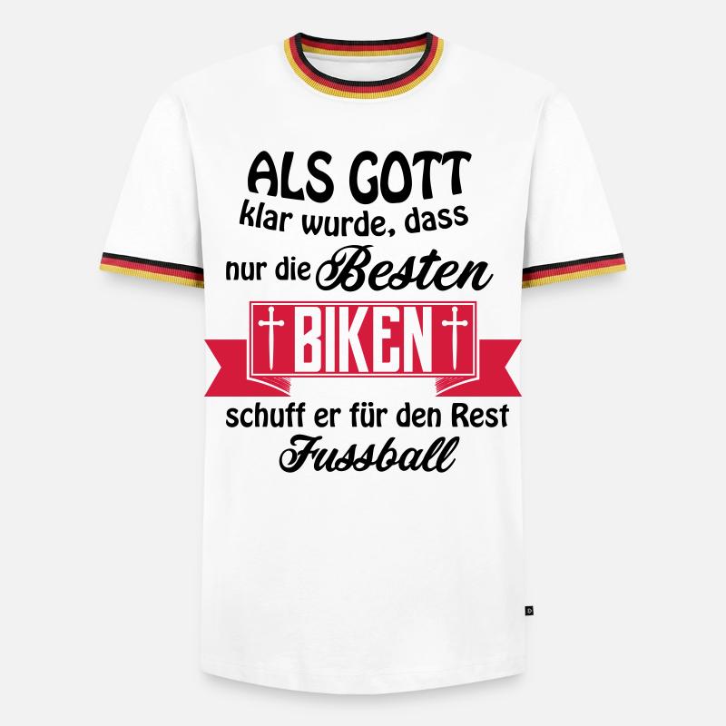 Gott biken - Männer Kontrast-T-Shirt - Weiß/Dreifarbig