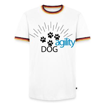 agility - Men's Ringer Shirt - white/tricolour - Front - AI Model Female 172 light (172cm) & AI Model Male 185 light (185cm)