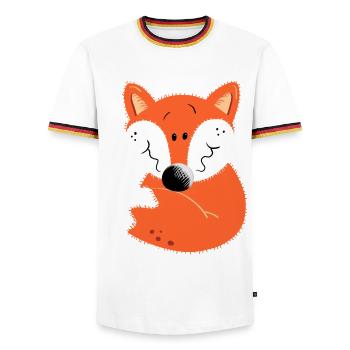Kleiner Fuchs - Männer Kontrast-T-Shirt - Weiß/Dreifarbig - Vorne - AI Model Female 172 light (172cm) & AI Model Male 185 light (185cm)