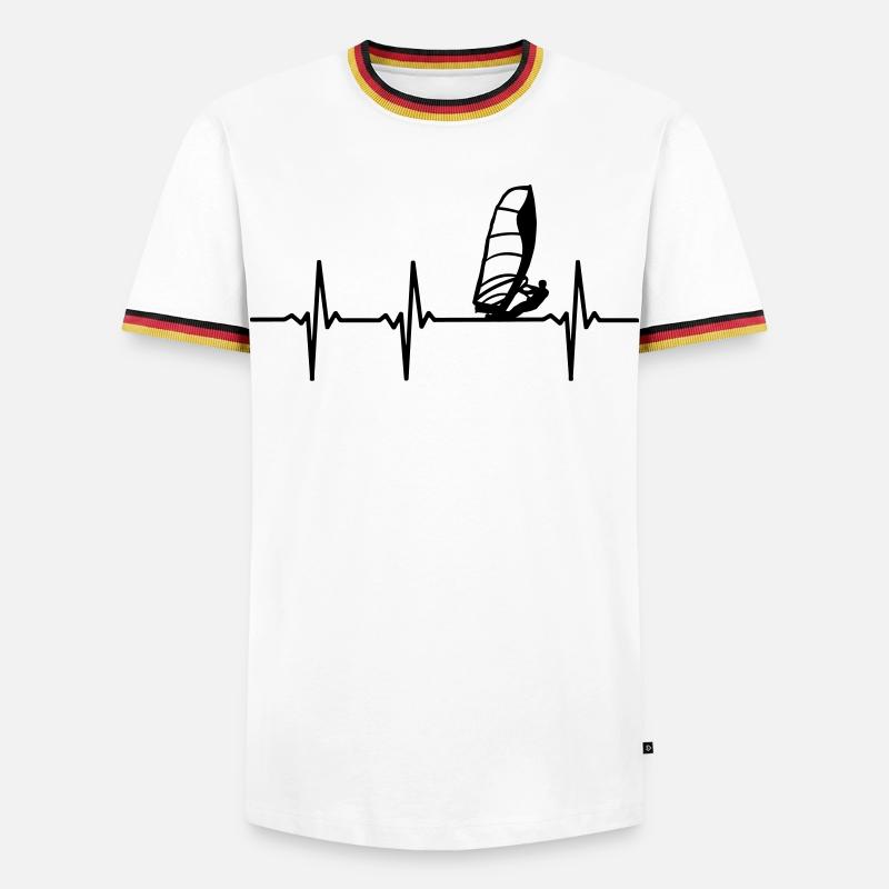 Windsurfer EKG - Männer Kontrast-T-Shirt - Weiß/Dreifarbig