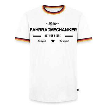 Bester Fahrradmechaniker - Männer Kontrast-T-Shirt - Weiß/Dreifarbig - Vorne - AI Model Female 172 light (172cm) & AI Model Male 185 light (185cm)