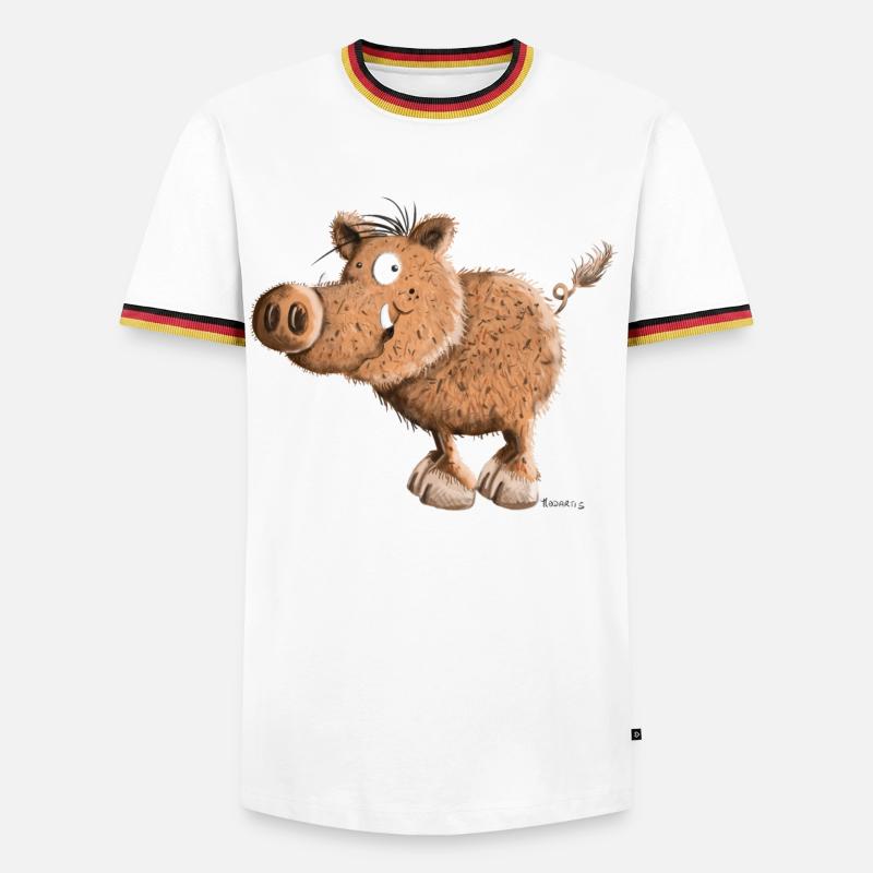Happy Wild Boar - Comic - Men's Ringer Shirt - white/tricolour