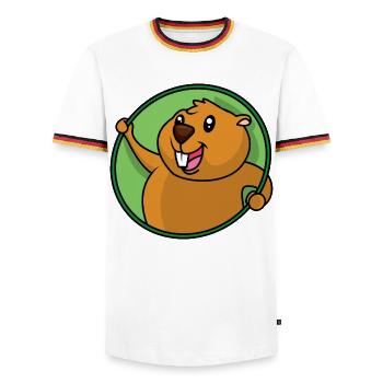 Biber - Männer Kontrast-T-Shirt - Weiß/Dreifarbig - Vorne - AI Model Female 172 light (172cm) & AI Model Male 185 light (185cm)