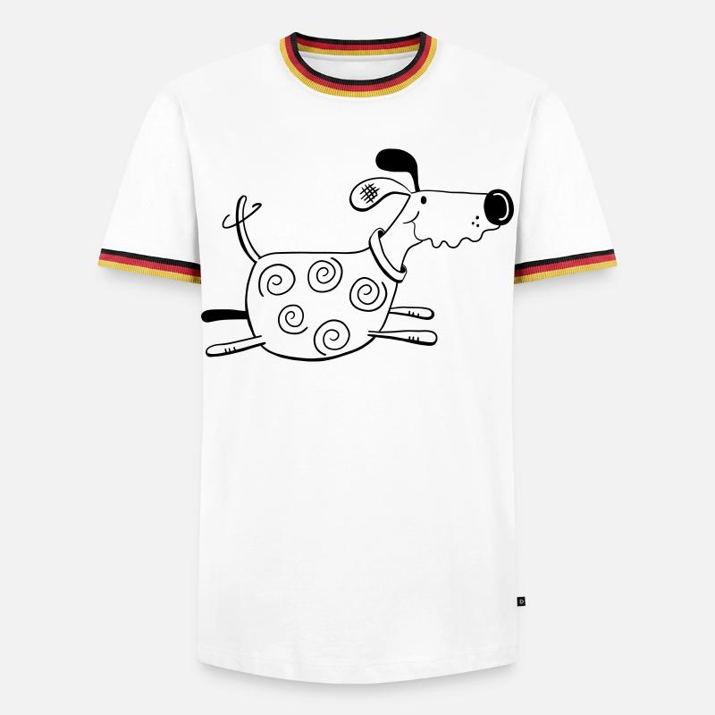 Drolliger Hund - Dog - Hunde - Comic - Männer Kontrast-T-Shirt - Weiß/Dreifarbig