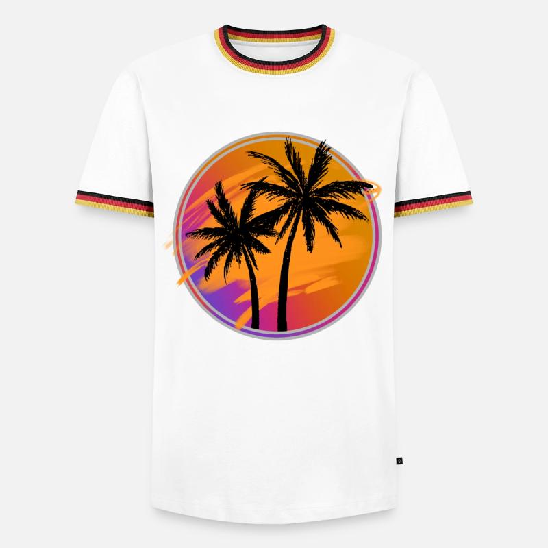 Palm trees retro - Men's Ringer Shirt - white/tricolour