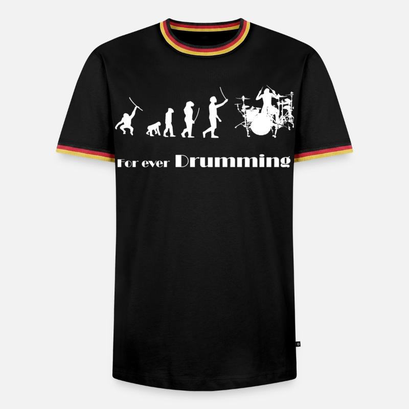 Evolution - For ever Drumming - Männer Kontrast-T-Shirt - Schwarz/Dreifarbig
