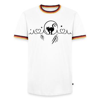 Katze Herzschlag Herzfrequenz Kratzer - Männer Kontrast-T-Shirt - Weiß/Dreifarbig - Vorne - AI Model Female 172 light (172cm) & AI Model Male 185 light (185cm)