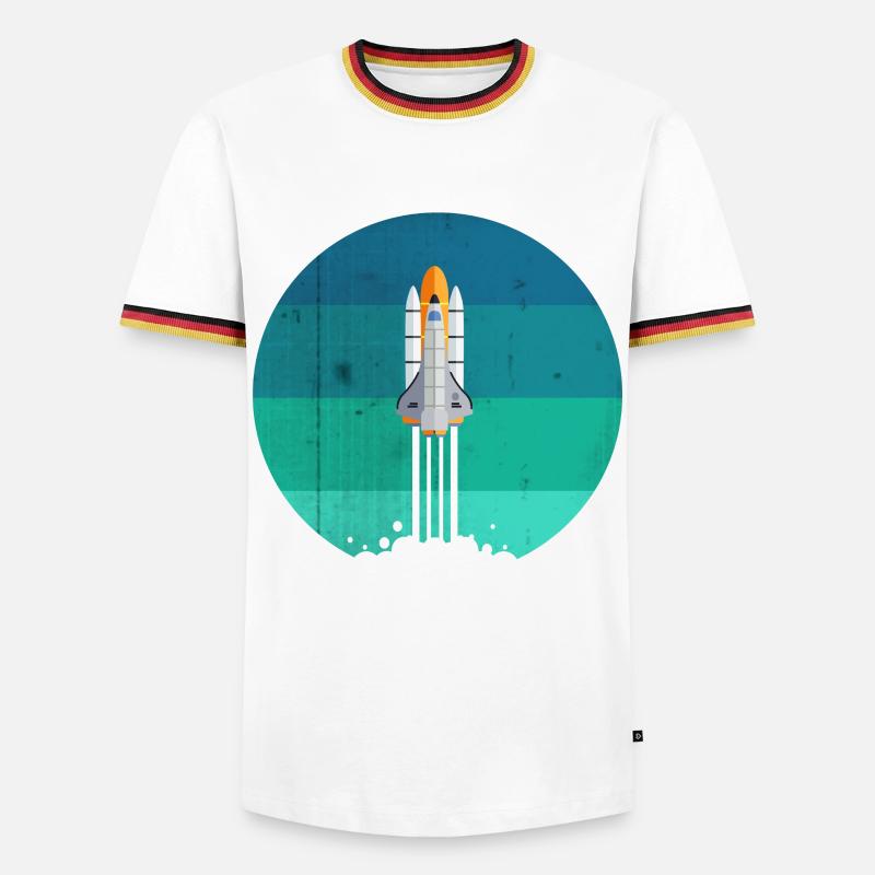 Space rocket rocket launch - Men's Ringer Shirt - white/tricolour