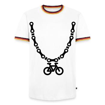 Mountain bike MTB necklace bicycle chain ATB - Men's Ringer Shirt - white/tricolour - Front - AI Model Female 172 light (172cm) & AI Model Male 185 light (185cm)