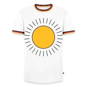 Sonne - Männer Kontrast-T-Shirt - Weiß/Dreifarbig - Vorne - AI Model Female 172 light (172cm) & AI Model Male 185 light (185cm)