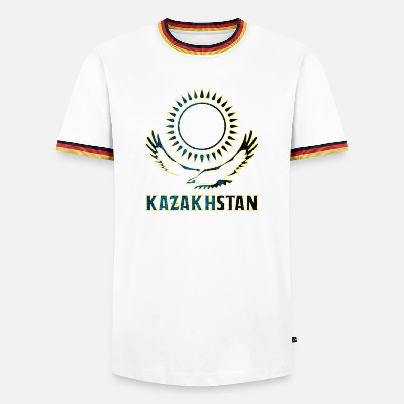 Kazakhstan steppe eagle gift - Men's Ringer Shirt - white/tricolour