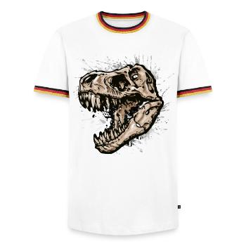 Dinosaure / Tyrannosaurus Rex / T-Rex Dino - T-shirt contrasté Homme - blanc/tricolore - Devant - AI Model Female 172 light (172cm) & AI Model Male 185 light (185cm)
